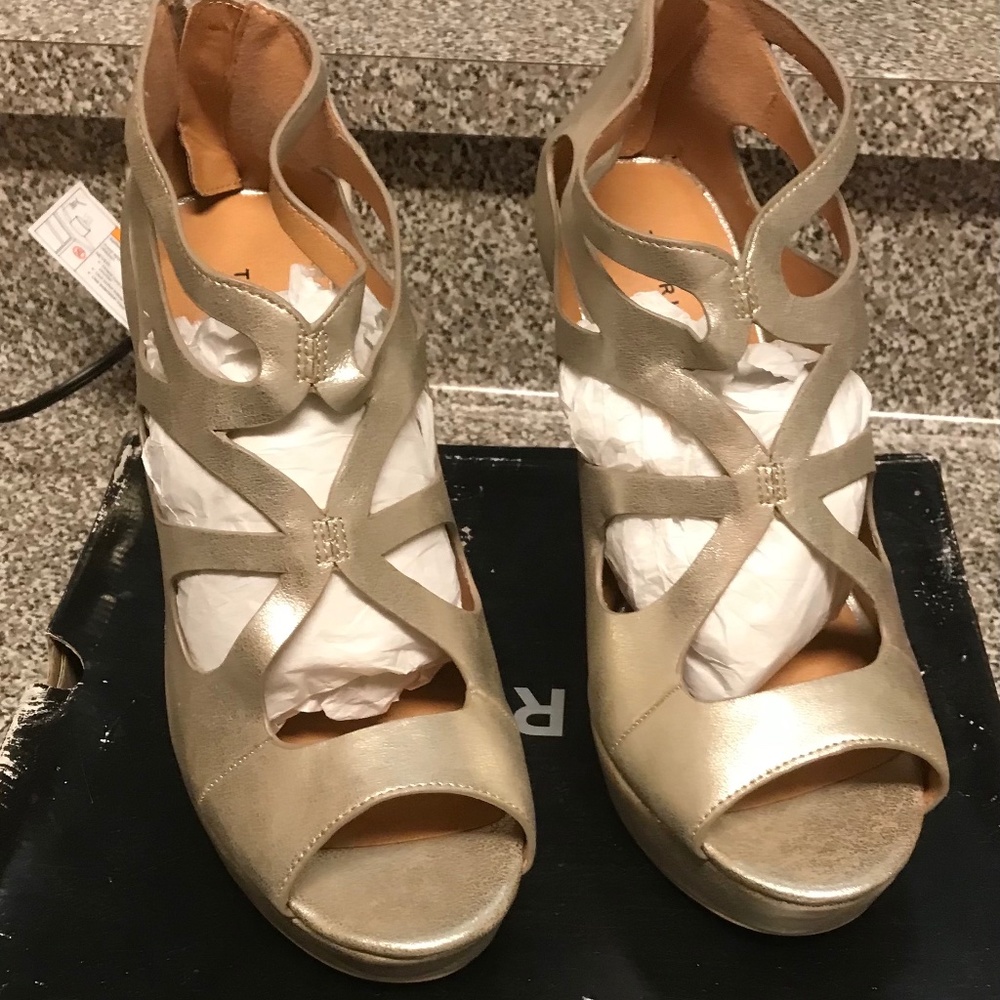 Gold Strappy Platform Heels